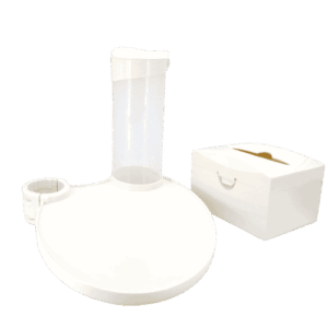 Bandeja Ovalada auxiliar para sillón dental con dispensador de vasos