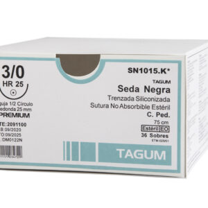 Sutura Seda Negra Trenzada 3/0 TAGUM