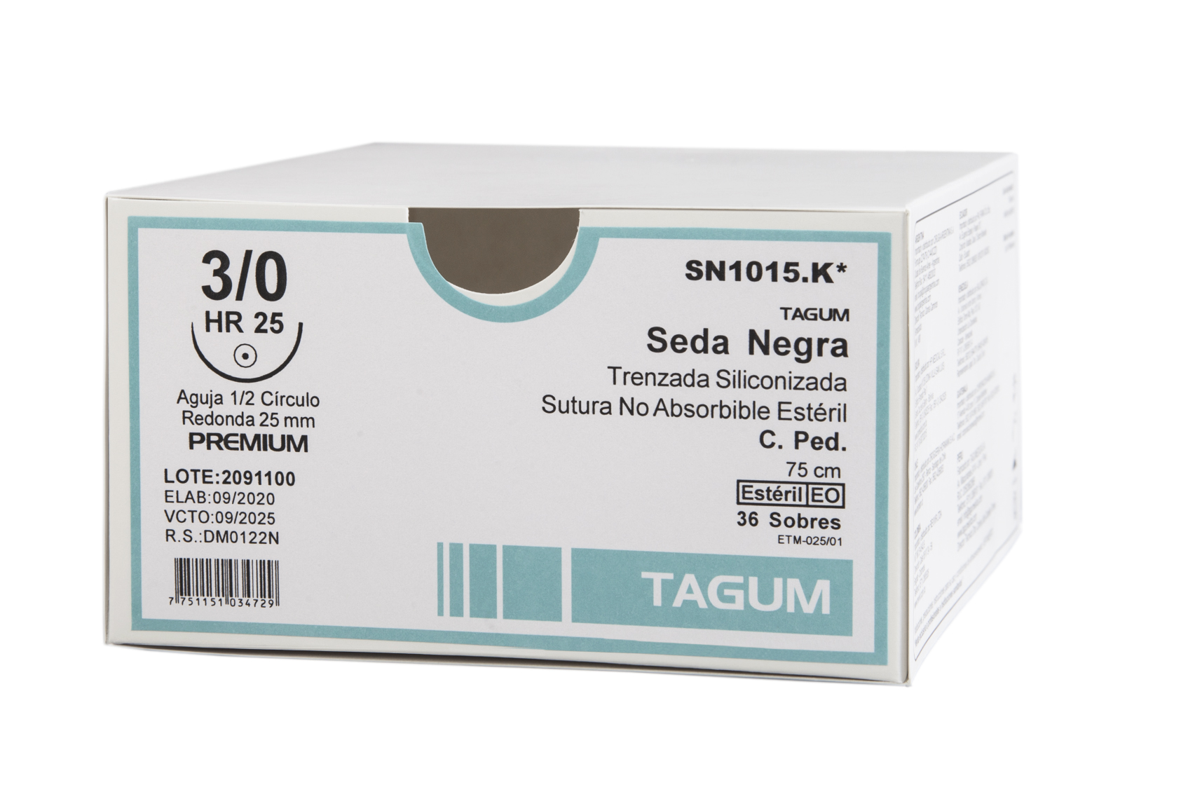 Sutura Seda Negra Trenzada 3/0 TAGUM