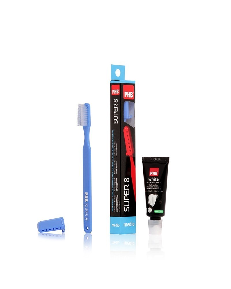 Pack Cepillo PHB® Super 8 Medio + Mini Pasta 15ml